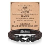 CheersLife Personalised Gifts for Men - Boss, Mentor, Leader Gifts from Employee, Coworker or Team Leader - Brown Men's Bracelet