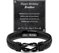 CheersLife Personalized Knot Leather Bracelet - Birthday Gift for Men, Brother, Him - 21st, 30th, 40th, 50th Birthday