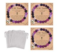 CheersLife Teacher Gifts - 3 Pcs Natural Stone Bracelet Teacher Appreciation Gifts Thank You Graduation Present for Woman Professor (Purple) CH-UKB408