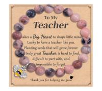 CheersLife Teacher Gifts - Natural Stone Bracelet Teacher Appreciation Gifts Thank You Graduation Present for Woman (Pink-D)