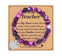 CheersLife Teacher Gifts - Natural Stone Bracelet Teacher Appreciation Gifts Thank You Graduation Present for Women (Purple)