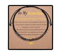CheersLife To My Grandson Morse Code Bracelets I Love You Unique Birthday Christmas Gifts for Grandson Wrap String Strand Men's Bracelet Grandson Bracelet from Grandma Grandfather