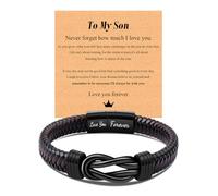 CheersLife To My Son Bracelet,Infinite Braided Leather Bracelet for Son Gifts from Mum Dad Christmas Birthday Gift for Boys Back to School Graduation Gifts