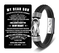 CheersLife To My Son Bracelet Son Gifts from Mum Infinity Leather Bracelets
