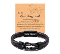 CheersLife Valentines Day Gift for Him Mens Bracelet Birthday Gifts for Boyfriend from Girlfriend, To My Boyfriend Birthday Cool Present Gift Unique Knot Bracelet for Him Love You Forever