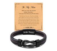 CheersLife Valentines Day Gift for Him Mens Bracelet Husband Boyfriend Gifts Ideas from Wife Girlfriend, Knot Leather Bracelet for Men To My Man Anniversary Birthday Gifts for Him Love You Forever