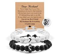 CheersLife Valentine's Day Gifts for Husband from Wife - Fathers Day Anniversary Birthday for Him Men - Couples Bracelets Matching Long Distance Relationship His Hers
