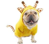 CHEERTAILS French Bulldog Clothes Halloween Dog Costume Fleece Sweaters for Medium Dogs Girl Boy, Frenchie Clothes Halloween Costumes Winter Coat Hoodies for Doggy and Cat,Yellow Giraffe,L