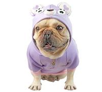 CHEERTAILS French Bulldog Clothes Sweater Dog Halloween Costume,Small Puppy Dog Sweaters Funny Bear Frenchie Clothes Pet Halloween Costumes Hoodies Winter Coat for Doggy and Cat,Purple,S