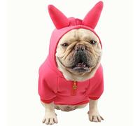 CHEERTAILS French Bulldog Clothes Sweater Halloween Costumes, Frenchie Clothes Dog Costume Sweater for Medium Dogs Girl Boy, Pet Apparel Winter Coat Hoodie Christmas Holiday,Ruby Bold Horns,L