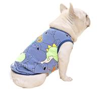 CHEERTAILS Frenchie Clothes Dog Shirts for Small Medium Dogs Boy, Cute French Bulldog Clothes Halloween Costume Sweatshirts, Funny Dinosaur Shirts for Dogs and Cats, Frenchie Chihuahua Corgi, Blue,XL
