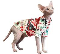 CHEERTAILS Sphynx Cat Clothes for Cats Only, Graphics Printed Hairless Sphinx Cat Clothes T-Shirts Sweatshirt with Sleeves, Soft Kitten Shirts Pet Apparel for Devon Rex and Cornish Rex,Mint,L