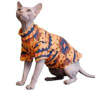 CHEERTAILS Sphynx Cat Clothes for Cats Only, Graphics Printed Hairless Sphinx Clothes T-Shirts Sweatshirt with Sleeves, Soft Kitten Shirt Pet Apparel Devon Rex,Cornish Rex,Peterbald,Orange,2XL