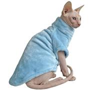 CHEERTAILS Sphynx Cat Clothes,Sphynx Hairless Cat Clothes Sweaters for Cats Only, Sphinx Kitten Cloth Winter Coat Outfits Apparel for Cornish Rex and Devon Rex, Puppy Small Dog Sweater,Blue,XL