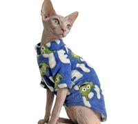 CHEERTAILS Sphynx Cat Clothes Sweaters for Cats Only, Warm Sphynx Hairless Cat Clothes Shirt,Sphinx Kitten Winter Coat Pet Outfits Costume for Cornish Rex, Devon Rex, Alien Pattern Royal Blue,2XL