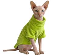 CHEERTAILS Sphynx Cat Clothes Sweaters, Sphynx Hairless Cat Clothes for Cats Only, Warm Sphinx Kitten Apparel Outfits Pajamas for Cornish Rex and Devon Rex,Christmas Halloween Costume, Green,M