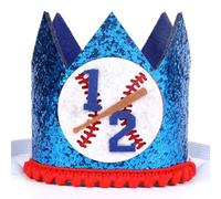 Cheerupp 1/2 Baseball Birthday Hat for Girls and Boys, Baseball Half Birthday Glitter Hat Crown for Sports Themed Six Months Half Birthday Party Decorations Supplies