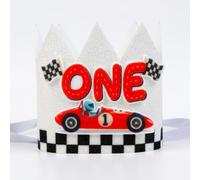Cheerupp 1st Birthday Racing Theme Decorations, Race Car 1st Birthday Hat for Boys Girls, Retro Vintage Race Car First Birthday Hat Crown, Let's Go Racing 1 Year Old Birthday Party Supplies