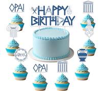 Cheerupp 25 Pcs Greek Mythology Happy Birthday Cake & Cupcake Topper Set, Toga Ancient Greece Happy Birthday Cake Topper Decor, Greece Goddess Legends Theme Cupcake Picks for Birthday Party Supplies