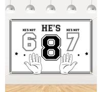 Cheerupp 3 x 5 Ft Happy 8th Birthday Backdrop, He's not 6 He's not 7 He's 8 Photography Background Decor, Black Photo Booth Background Banner for 8th Birthday Party Decoration Supplies
