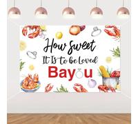 Cheerupp 3 x 5 Ft How Sweet It's to Be Loved Bayou Backdrop, Crawfish Boil Photography Background Decor, Lobster Crayfish Food Photo Booth Banner for Bridal Shower Bachelorette Wedding Party Decor