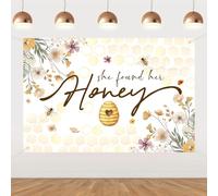 Cheerupp 3 x 5 Ft She Found Her Honey Backdrop, Bride to Bee Photography Background Decor, Bumble Bee Theme Photo Booth Background Banner for Bridal Shower Bachelorette Wedding Party Decoration