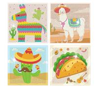 Cheerupp 4 Pcs Mexican Fiesta Diamond Art Kits Taco Cactus DIY Creative Diamond Art Sticker Craft by Number for Adults Beginner, Full Round Drill Gem for Home Wall Decor
