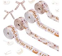 Cheerupp 4 Rolls A Little Dumpling is On The Way Ribbons, 20 Yards Craft Ribbons for Wreath Hair Bow Wrapping Gifts Packing, Food Grosgrain Ribbon for Baby Shower Gender Reveal Party Accessory Decor