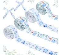 Cheerupp 4 Rolls Blue Clothes Theme Ribbons, 20 Yards Craft Ribbons for Wreath Hair Bow Wrapping Gifts Packing, It’s A Boy Grosgrain Ribbon for Baby Shower Gender Reveal Party Home Accessory Decor