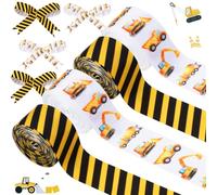 Cheerupp 4 Rolls Construction Truck Theme Ribbons, 20 Yards Craft Ribbons for Wreath Hair Bow Wrapping Gifts Packing, Car Grosgrain Ribbons Birthday Wedding Gender Reveal Party Accessory Decorations