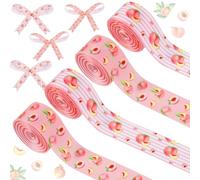 Cheerupp 4 Rolls Peach Theme Ribbons, 20 Yards Craft Ribbons for Wreath Hair Bow Wrapping Gifts Packing, Fruit Grosgrain Ribbons Birthday Wedding Gender Reveal Party Home Accessory Decoration