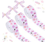 Cheerupp 4 Rolls Space Theme Ribbons, 25mm x 4.57 Meters Ribbons for Wreath Hair Bow Wrapping Gifts Packing, Pink Solar System Grosgrain Ribbons Birthday Wedding Gender Reveal Party Accessory Decor