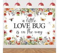 Cheerupp 5 x 7 Ft A Little Love Bug is On The Way Backdrop, Summer Spring Insects Photography Background, Garden Theme Photo Booth Background Banner for Baby Shower Gender Reveal Party Decoration
