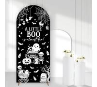 Cheerupp A Little Boo is Almost Due Arch Backdrop Covers, 6 Ft Halloween Black Stretchy Arch Backdrop Stand Covers, Photography Background Arch Stand Covers for Baby Shower Birthday Party Decor