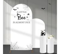Cheerupp A Little Boo is Almost Due Arch Backdrop Covers, 6 Ft White Halloween Stretchy Arch Backdrop Stand Covers, Photography Background Arch Stand Covers for Baby Shower Birthday Party Decor