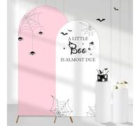 Cheerupp A Little Boo is Almost Due Arch Backdrop Covers Set of 2, Halloween Pink Stretchy Arch Backdrop Stand Covers, Photography Background Arch Stand Covers for Baby Shower Birthday Party Decor