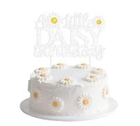 Cheerupp A Little Daisy Is On The Way Cake Topper, Glitter Floral Baby Girl Cake Decoration, Spring Wildflower Theme Cake Picks for Baby Shower Gender Reveal Birthday Party Supplies
