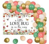 Cheerupp A Little Love Bug Baby Shower Decorations, A Little Love Bug is On The Way Balloon Garland Arch Kit with Backdrop for Summer Spring Insects Ladybug Theme Gender Reveal Party Supplies