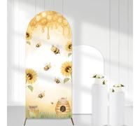 Cheerupp Bee Themed Arch Backdrop Cover, 6 Ft Bumble Bee Stretchy Fitted Arch Stand Cover, Spring Summer Photography Background for Wedding Birthday Baby Shower Party Decor