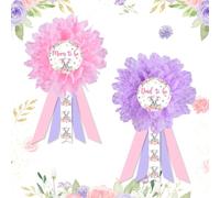 Cheerupp Elephant Dad To Be and Mom To Be Tinplate Badge Pins, Jungle Animal Baby Shower Button Pins, New Parent Gift Gender Reveal Party Celebration, Rosette Button Pregnancy Photo Prop Party