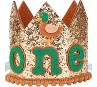 Cheerupp Mallard Duck 1st Birthday Hat for Girls Boys, Lucky Duck First Birthday Hat Crown, Duck Hunting 1 Year Old Bday Party Decorations Supplies