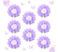 Cheerupp Purple Butterfly Baby Shower Family Pins, 8 Pcs Garden Floral Tinplate Badge Pins For Mom Dad Uncle Aunt Grandpa Grandma, Baby Shower Button New Parent Gift Gender Reveal Party Favor Supplies
