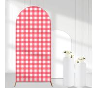 Cheerupp Watermelon Red Gingham Arch Covers Backdrop, 6 Ft Stretchy Wedding Arch Backdrop Stand Covers, Plaid Arch Stand Covers for Birthday Baby Shower Ceremony Banquet Decorations