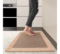 Cheerx Kitchen Rug, Linen Woven Floor Mats Non Slip Washable, Carpet Runner Rugs for Hallway, Dining Room and Entrance, 50x80cm, Brown