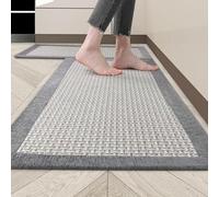 Cheerx Kitchen Rug, Linen Woven Floor Mats Non Slip Washable, Carpet Runner Rugs for Hallway, Dining Room and Entrance, 50x120cm, Grey