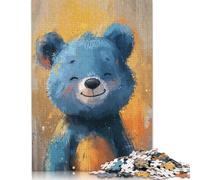 Cheery Blue Bear Puzzles for Adults 500 Pieces Wooden Puzzles for Adults & Teenager Jigsaw Puzzles for Adult 500pcs (52x38cm)