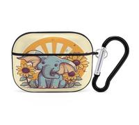 Cheery Elephant Earbuds Organizer Shockproof Protective Airpods Pro Cover with Carabiner Clip Anti Fall Carrying Earphone Case Cover for Airpods Pro 2nd Generation Black
