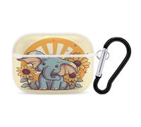 Cheery Elephant Earbuds Organizer Shockproof Protective Airpods Pro Cover with Carabiner Clip Anti Fall Carrying Earphone Case Cover for Airpods Pro 2nd Generation White