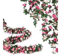 CHEERY-MAGIC 2PCS Artificial Flower Garlands, 2.3 Metres Fake Rose Flower Vine Hanging Garlands for Wedding, Room Anniversary, Wall, and Outdoor Garden Decoration A11JMGT