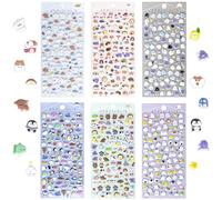 Cheery-Magic Cute Mini Puffy Stickers, 6 Sheets 3D Mini Cartoon Animals Stickers for Phone Case, Notebook, Scrapbook Y11PSPPTZ